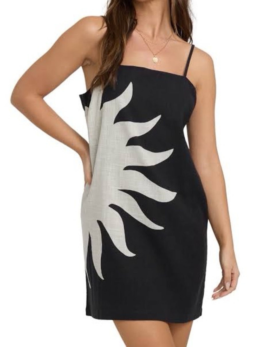 Billabong Black Sun-Print Spaghetti Strap Dress